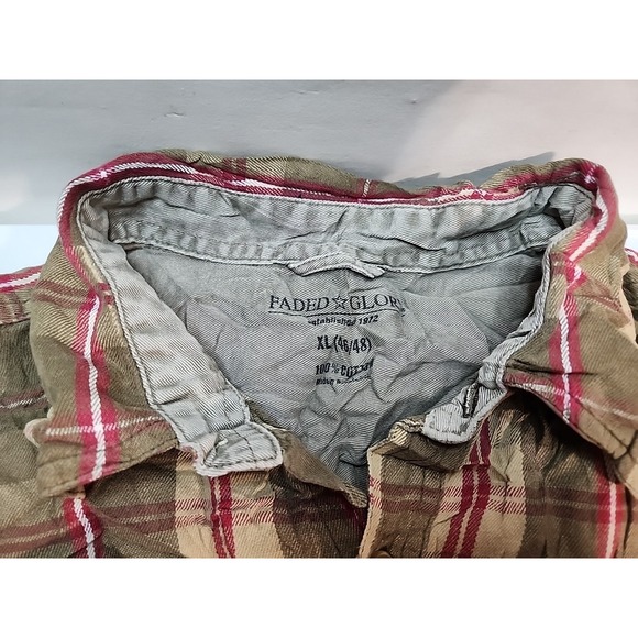 Faded Glory Men's Green Long Sleeve Flannel Shirt Button Up 100% Cotton Large - Picture 2 of 6